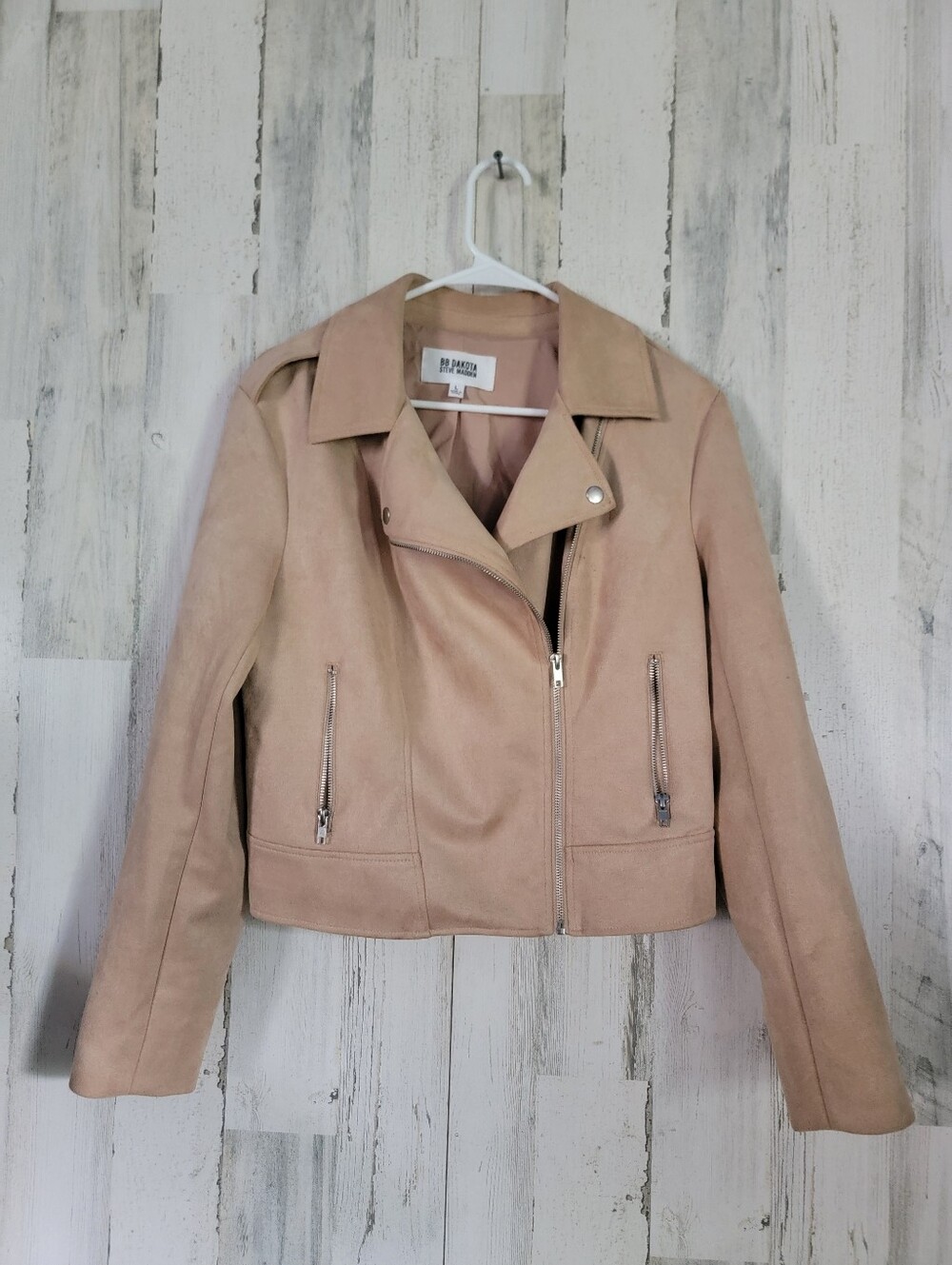 BB Dakota By Steve Madden Tan Faux-Suede Moto Jacket